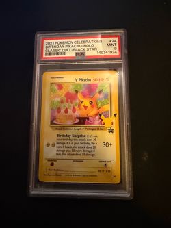 PSA 9 Birthday Pikachu Holo Pokemon Card #24