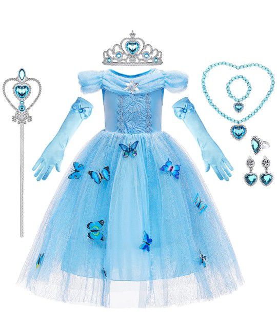 Girls Elsa Princess Dress with accessories