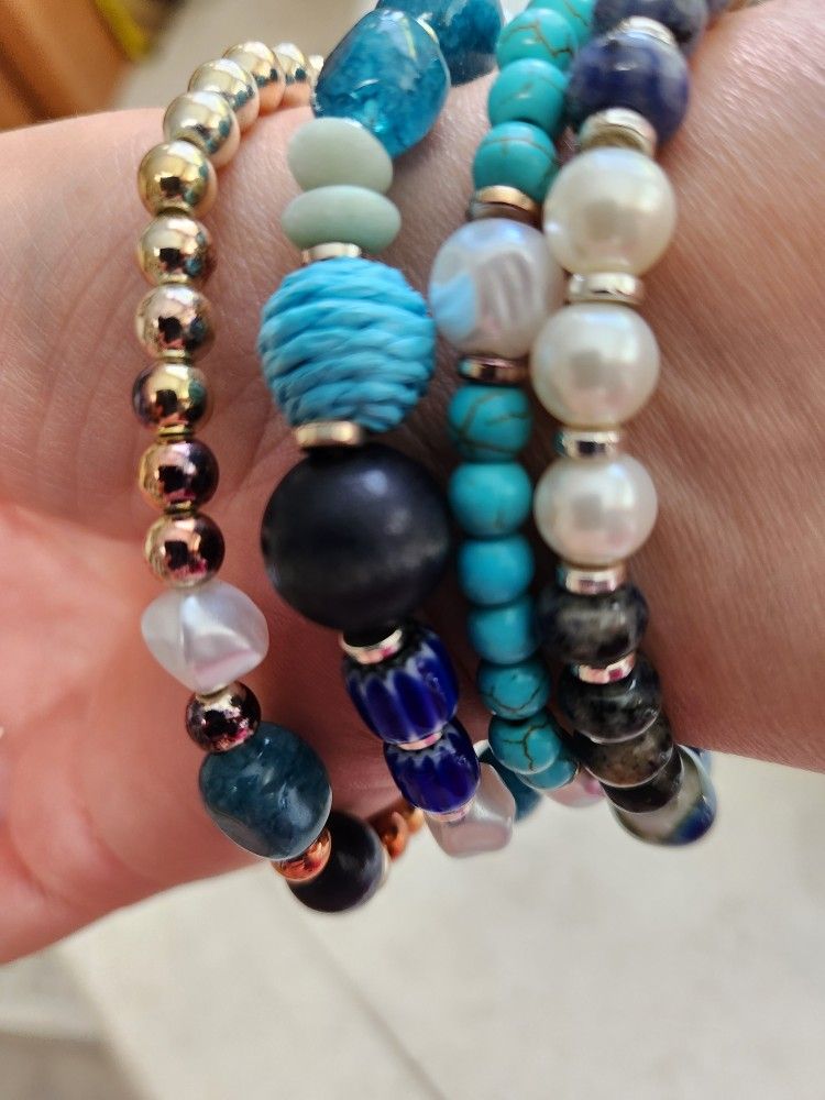 4-Pc. Set Mixed Bead & Stone Stretch fashion Bracelets, New