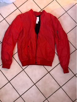 Red bomber jacket