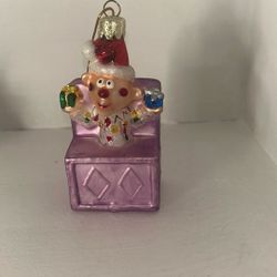 Kurt Alders “ Charlie And The Box Rudolph The Red Nosed Reindeer Blown Glass Ornament