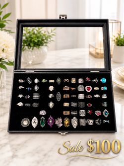 Large Assorted Paparazzi Ring Collection with Display Case