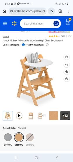 hauck Alpha+ Adjustable Wooden High Chair Set $100