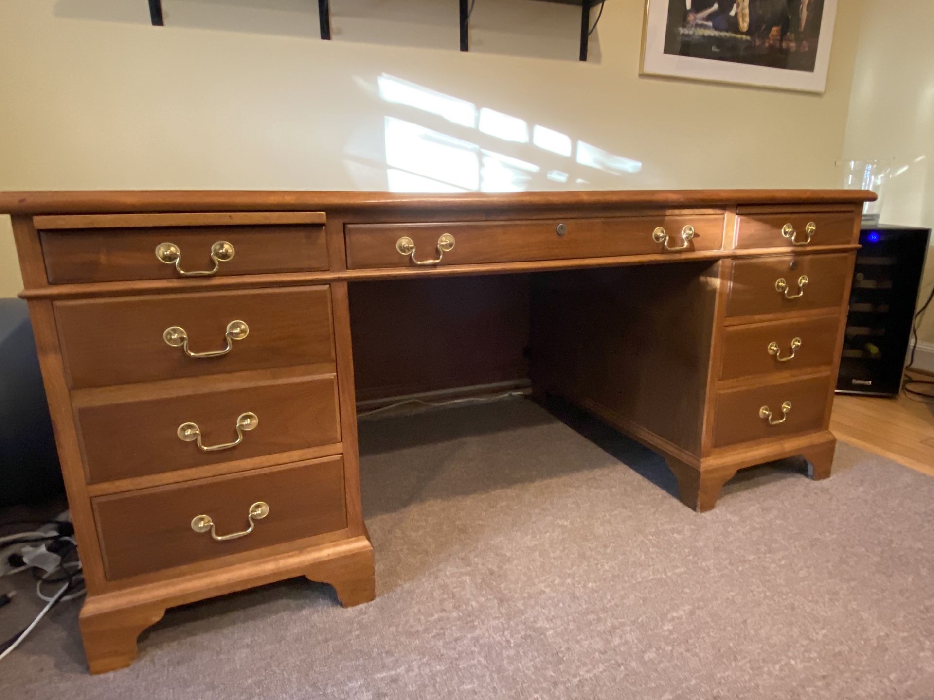 Antique solid chestnut wood Executive desk