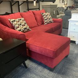 Sectional Chaise ( Red Fabric) In Stock / Same Day Delivery 916//661//1073