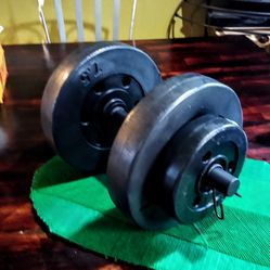 Dumbbell 20 Pounds - Polyethylene Plastic Covered Cement Plates