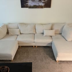 MYINDA Corduroy Modular Sectional Sofa Beige