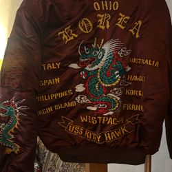 Vintage 70's Korean Bomber Jacket Embroidered Dragon 