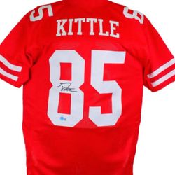 (2) GEORGE KITTLE AUTOGRAPHED JERSEYS ~ 1 RED & 1 WHITE ~ COA FROM BECKETT