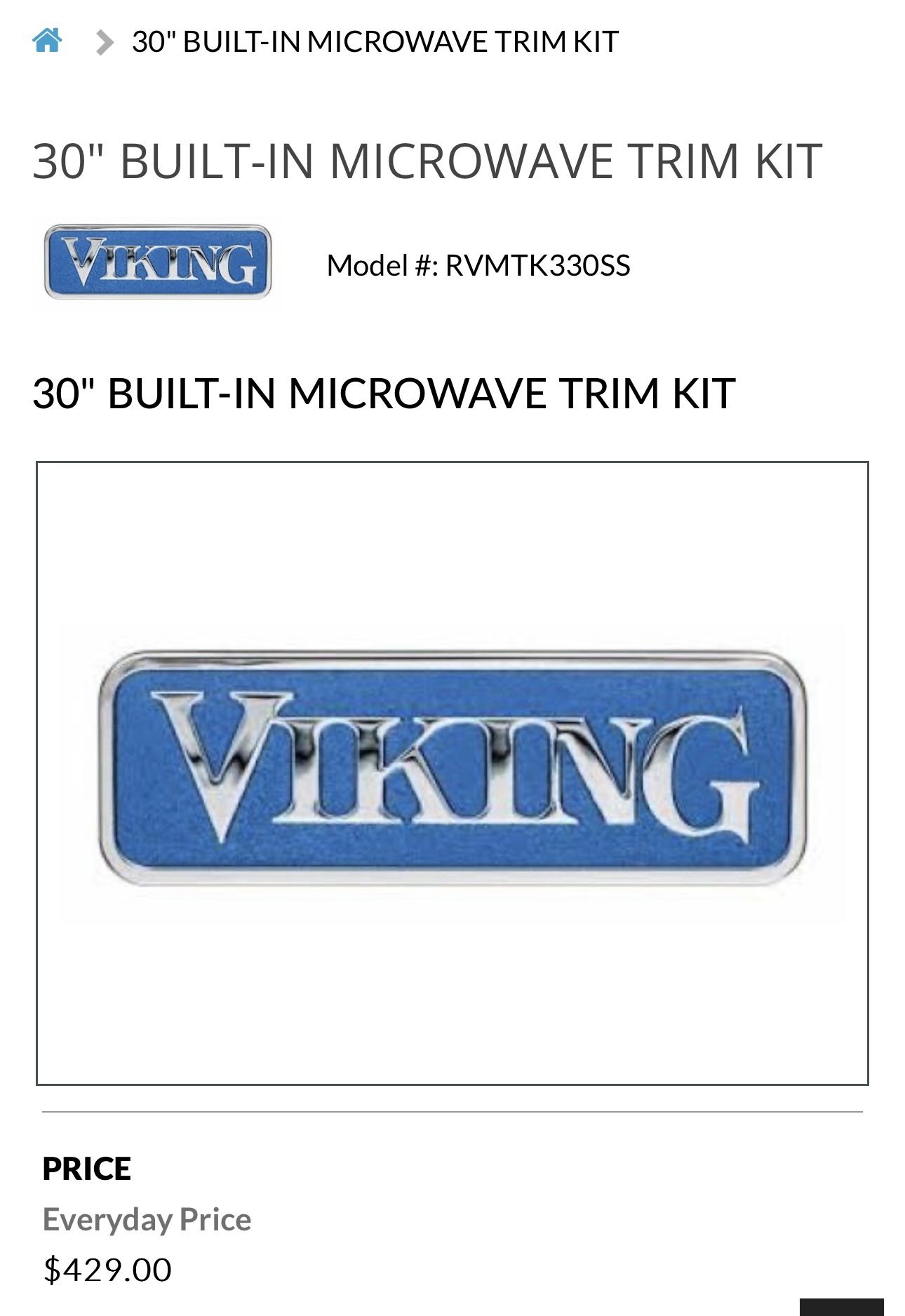 30" BUILT-IN TRIM KIT For Microwave Excellence Quality
