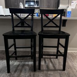 Three Wooden Bar Stools