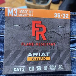 ARIAT 35/32 Work M3 Loose Fit Straight Leg FR Jeans