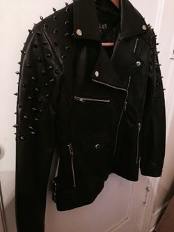 Brand new, calf leather, studded jacket