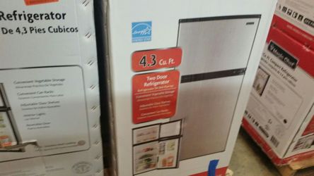 Magic Chef 4.3 cu. ft. Two door refrigerator in stainless steel