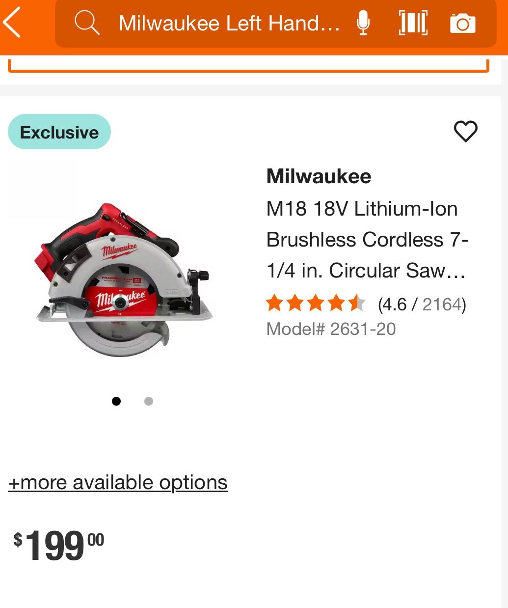 Milwaukee M18 Left Handed Circular Saw