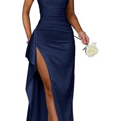 Navy Blue Size 16 Prom/bridesmaid Split Dress