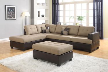 Tan Sectional and Ottoman *BRAND NEW*