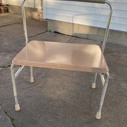 Bath Chair:  Metal, Adjustable, 30”-33”, 17” W x 24” L, New