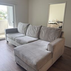 L Couch Sectional Sofa Suede Good Condition Grey 