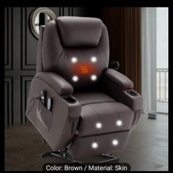 Lift Chair with heat and massage NEW IN BOX...Brown Faux Leather 