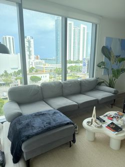 L shape gray 4 seat sofa