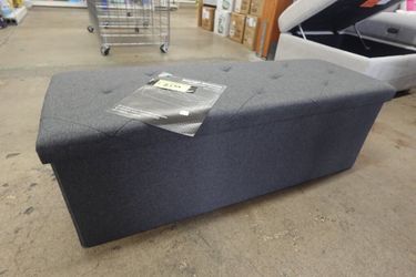 43″ Foldable Storage Ottoman Bench with Linen Fabric