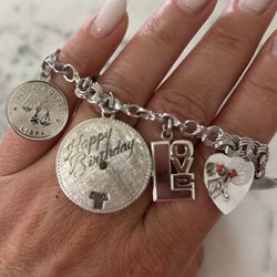 Vintage Sterling Silver Loaded Charms Chain 1960’s Jewelry Chain Bracelet Mid Century Collectible 925 