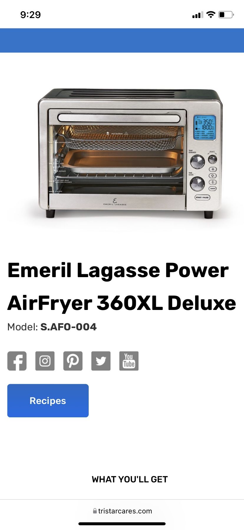 Emeril Lagasse Power Air Fryer 360 XL Deluxe