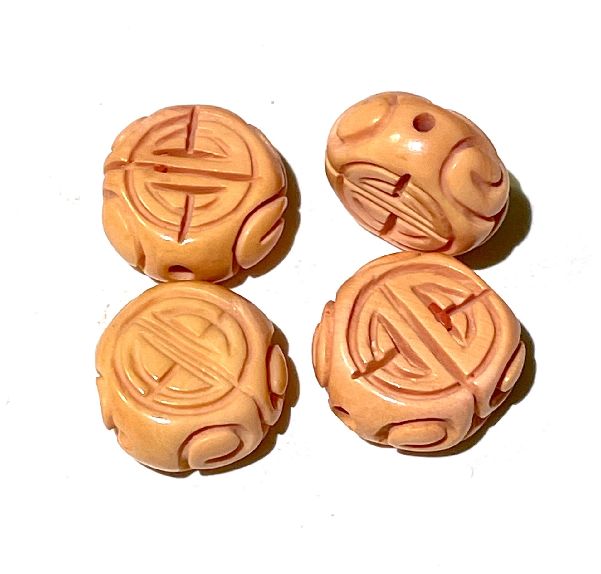 Genuine Carved Horn Beads 9pc