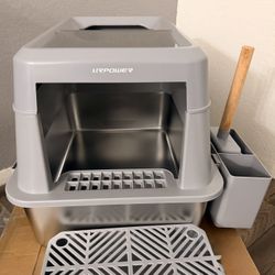 URPOWER Stainless Steel Cat Litter Box 