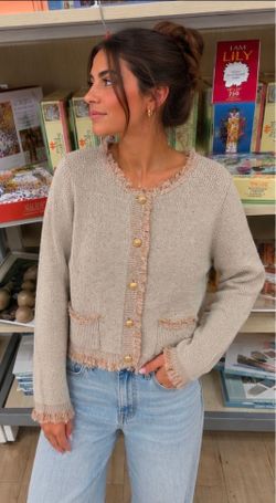 Kobi Halperin Kailey Fringe-Trim Sequin Knit Sweater M