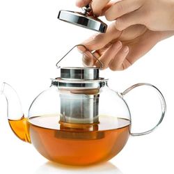 Warm Up with A Cup of Perfectly Brewed Tea! 3-in-1 Glass Teapot with Infuser!