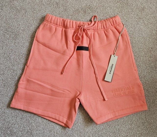 Fear of God Essentials Shorts Coral Size XS, L, XL 100% AUTHENTIC