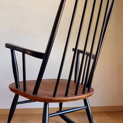 DANISH ILMARI TAPIOVAARA Teak & BLACK SPINDLE ROCKER ROCKING CHAIR  MID CENTURY MODERN VINTAGE