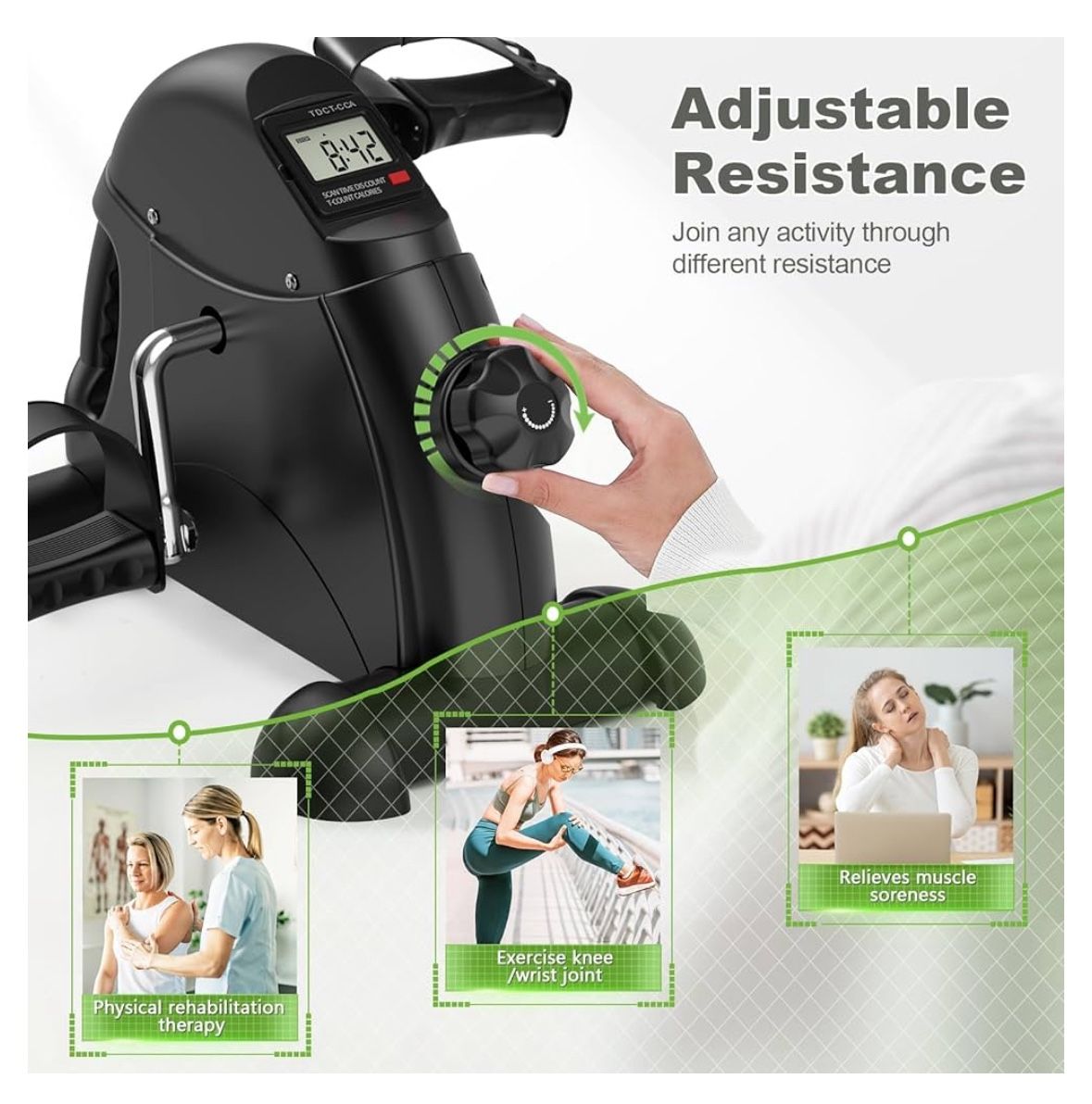 FEIERDUN Mini Exercise Bike, Under Desk Bike Pedal Exerciser for Arm/Leg Exercise