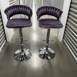 Christal Swivel Upholstered Adjustable Height Bar Stool With Metal Frame