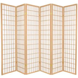 Room Divider, 6 ft. Natural 6-Panel Room Divider, NEW