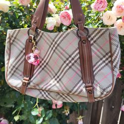 vintage burberry blue label nova check plaid tote