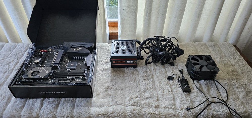 orus x570 elite motherboard, corsair fans and 750w psu