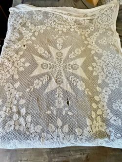 Vintage Lace Tablecloth with Maltese Cross