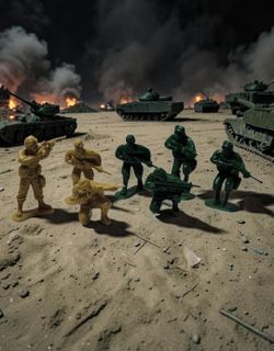 (Lot Of 7) 2" Army Men Green Plastic Military Infantry Toy Soldier Figures Bundle Excellent Condition. The image shows a set of classic plastic army m