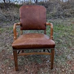 Vintage Gunlocke Leather Accent Chair 