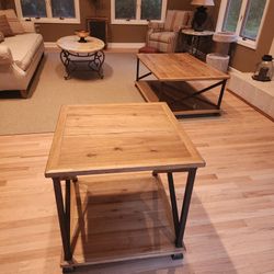 Heavy Duty Pine wood & metal Coffee & End Tables