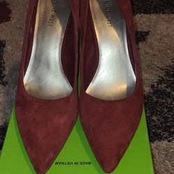 Red Suede Nine West High Heels