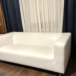  IKEA KLIPPAN White Leather Loveseat Sofa. 