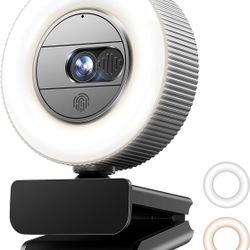 2K QHD Webcam with Sony Sensor and Built-in Ring Light, G910 Web Camera with Microphone and Privacy Cover, USB Plug&Play Computer Camera for PC/Laptop