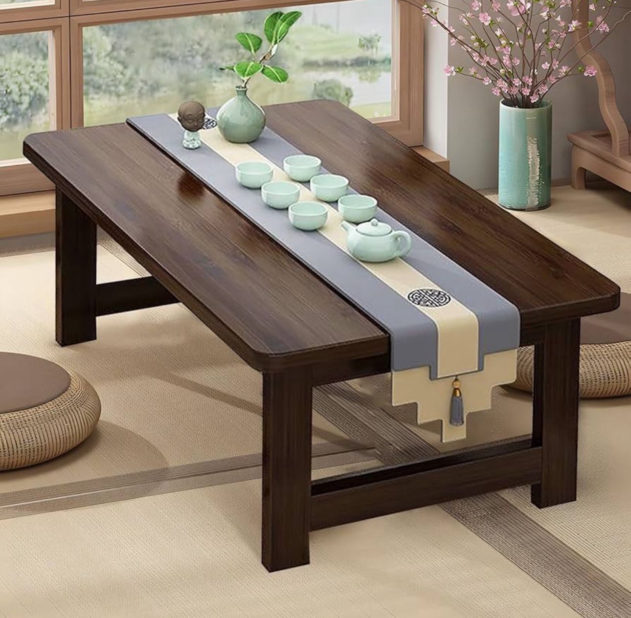 Jnmdlako Japanese Solid Wood Folding Living Room Table, Modern Floor Sitting Coffee Table, Japanese Table for Home Decor (39.4 x 19.7 x 13.8 in) Brand