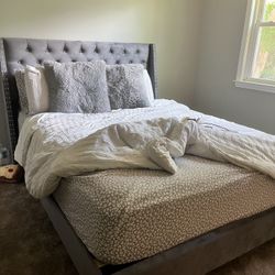Queen Tufted Bed Frame Headboard