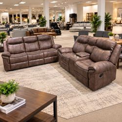 Manual reclining sofa and loveseat set