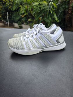 K-Swiss White and Silver Low-Top Sneakers